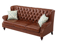 Ensemble canapé Chesterfield en cuir de style vintage Hotsale pour salon nouveau modèle de lit en bois pour hôtel canapé de style design chinois