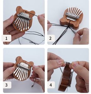 Mini Kalimba de Madera con Forma de Corazón y Gota de Agua, Llavero con Teclas Mbira, Piano de Pulgar, Kalimba de 8 Teclas, Instrumento Musical Colgante - Product Image 5