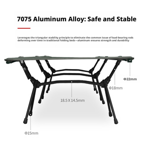 Lit de camping pliant portable en aluminium à double hauteur réglable pour la pause déjeuner au bureau et le camping en extérieur - Product Image 4