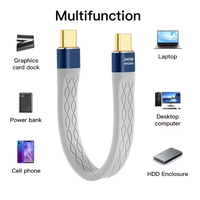 Kabel Pendek Tipe-C ke Tipe-C 240W Pengisian Cepat Kabel USB-C Transfer Data 40Gbps Kabel Ekstensi Pengisian Data FPC Tipis Datar 8K