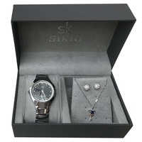 Ensemble de bijoux de luxe personnalisés, montres, bracelets et joncs, montre, boucles d'oreilles, collier, ensembles de bijoux, boîte