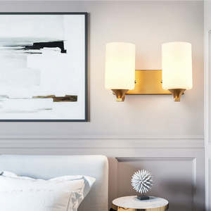 Nouveau Style simple appliques murales chambre couloir escalier couloir salon or verre abat-jour 2 lumière applique murale - Product Image 2