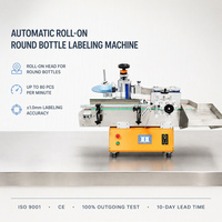 Machine d'étiquetage automatique professionnelle en acier inoxydable pour bouteilles rondes à rouleaux, pour ligne de bouteilles en verre