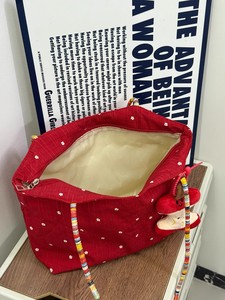 Korean Style Red Flower <b>Canvas</b> Tote <b>Bag</b> Custom New Color Knit Shoulder <b>Bag</b> <b>Large</b> Capacity Shopping <b>Bag</b> for Women - Product Image 2
