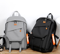 Sac d'ordinateur de voyage scolaire décontracté simple, nouveau, en nylon léger de grande capacité, couleur unie, imperméable, en polyester, fermeture à glissière