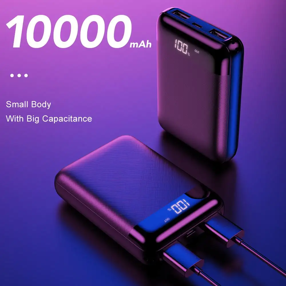 1 Sample OK FLOVEME Small Portable Smartphone Charging Power Bank Led Display Powerbank 10000Mah For Mobile Cell Phone