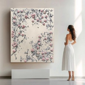 Peinture à l'huile peinte à la main High Sense Rose, style crème, pour allée et porche, tableau décoratif mural - Product Image 1