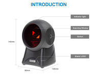 Escáner de Código de Barras Omnidireccional de Escritorio RD-2050 de Alta Calidad, 1D 2D, Código QR, DataMatrix, PDF417, Interfaz USB y COM, en Existencia