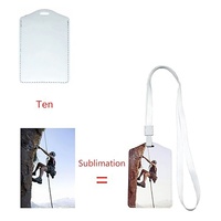 Porte-badge en cuir PU vierge pour sublimation, design moderne et minimaliste, simple face, pour badge d'identité de bureau, avec logo personnalisé par transfert thermique, étui pour nom.