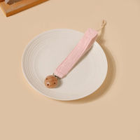 Attache-tétine en coton pour nouveau-né, tressée à la main, avec anneau de dentition en bois de hêtre, support de tétine, cadeaux de naissance, chaîne de tétine