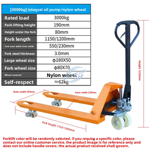 Transpaleta Hidráulica Industrial de 3000 kg, Transpaleta Manual de 3 Toneladas, Carretilla Manual para Almacén de 6600 lb - Product Image 6