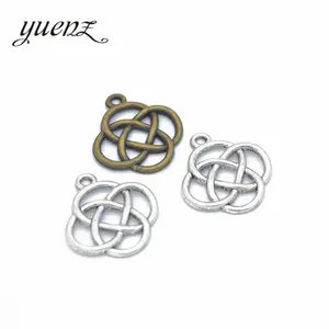 YuenZ 2 renk antik gümüş renk çince düğüm charms fit bilezik kolye DIY Metal takı yapımı 22*20mm B120