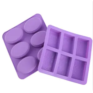 Rectangle oval Ice tray cake mold 6 cavity silicone Relief soap mold