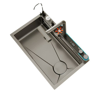 Évier de cuisine en acier inoxydable 304, simple bac, à encastrer, fait main, rectangulaire, surface brossée, facile à nettoyer, design moderne - Product Image 2
