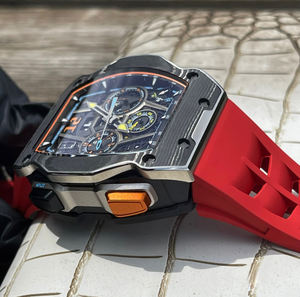 Reloj Deportivo de Pulsera para Hombre, con Acabado de Fibra de Carbono en Colores Intensos, Forma de Barril, Esqueleto, Cronógrafo - Product Image 4