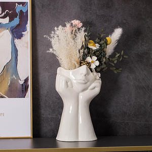 欧式大人脸雕塑摆件女性身体艺术装饰陶瓷室内桌面干花花瓶 - Product Image 5