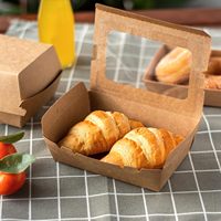Boîte à lunch jetable en papier kraft brun, boîtes d'emballage pour salades, sandwichs et plats à emporter en papier kraft