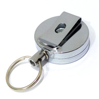Porte-badge rétractable en acier inoxydable de haute qualité, porte-clés yoyo, porte-badge métallique robuste avec logo personnalisé