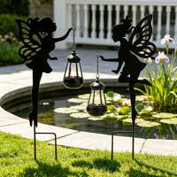 Piquets de jardin féeriques en métal résistants aux intempéries avec lanterne solaire pour la décoration extérieure de pelouse, patio et jardin