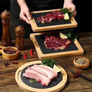 Tailai Eco-Friendly Bamboo Slate <strong>Serving</strong> Platter Set Heat-Resistant Durable Stone <strong>Plate</strong> for Steak/Sushi Kitchen <strong>Serving</strong> Tray - Product Image 2