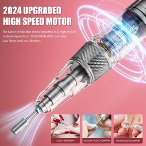 Pink <b>Nail</b> Drill Machine 35000RPM Electric File Professional Rechargeable Acrylic Gel Grinder Buffer Tools - Product Image 2