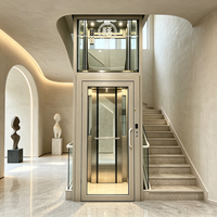 Ascenseur de villa moderne, élévateur résidentiel durable, cabine hydraulique en verre trempé, porte en acier, entrée 2 à 4 étages, 300 kg, certifié CE