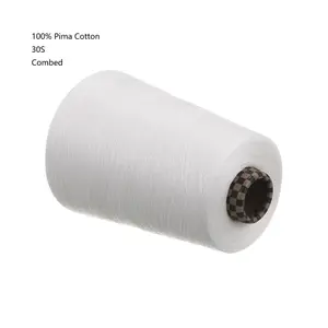 100% 皮马棉30S/1精梳棉纱价格每公斤打蜡针织和编织