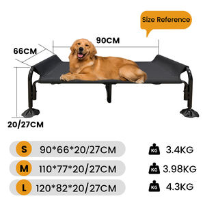 Luxe Moderne Hondenbedje Met Metalen Frame Teslin-Stof Draagbaar En Ademend Milieuvriendelijk Stevig Patroon Verhoogd Huisdierenbed - Product Image 6