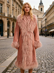 Trench Lungo da <span class=keywords><strong>Donna</strong></span> Invernale 2024 in Montone Shearling <span class=keywords><strong>con</strong></span> <span class=keywords><strong>Pelliccia</strong></span> Mongola Personalizzata in Vera Lana d'Agnello - Product Image 4