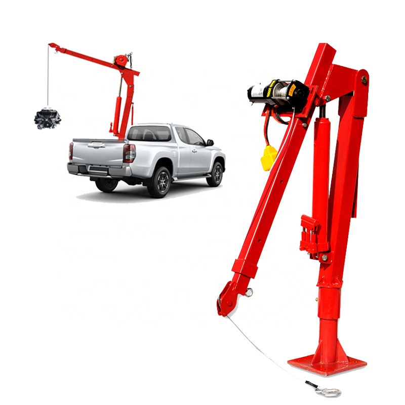 Heavy Duty Folding Boom Nhỏ Di Động Telescopic Cần Cẩu Di Động Thủy Lực Pickup Truck Crane Với Tay/Tời Điện-2000-Lb