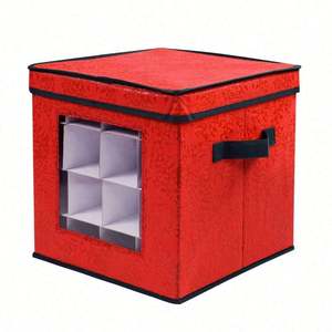 Christmas <b>Ornament</b> Storage Box Decorative Divided Cardboard Christmas <b>Ornament</b> Storage Box with Handles - Product Image 2