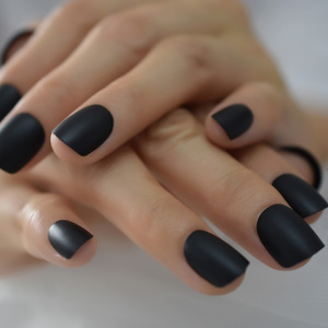 <span class=keywords><strong>Uñas</strong></span> artificiales acrílicas <span class=keywords><strong>negras</strong></span> para niña, manicura corta de alta calidad, ovalada, <span class=keywords><strong>mate</strong></span> - Product Image 2