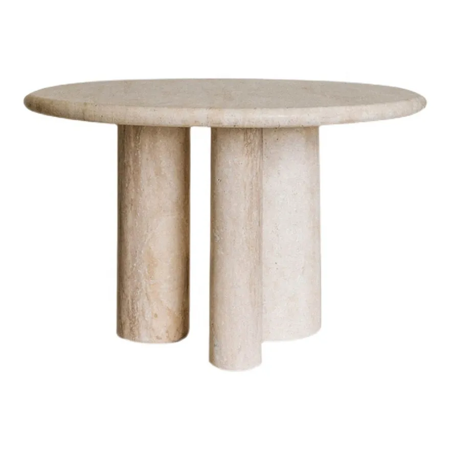 SHIHUI Italia Luz de lujo personalizado nórdico Simple Natural travertino mesa de comedor círculo mármol mesa de comedor