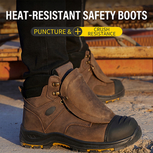 DSF53 Leather <b>Work</b> Boots Brown Waterproof Outdoor All Seasons <b>Men</b> Safety Footwear <b>work</b> <b>shoes</b> - Product Image 4