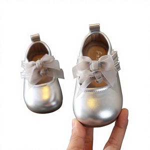 Scarpe da Principessa per Bambina Primavera 2026 Nuove con Suola Morbida in EVA e Fascia Elastica alla Caviglia Colore Argento Tinta Unita Estate Autunno - Product Image 2