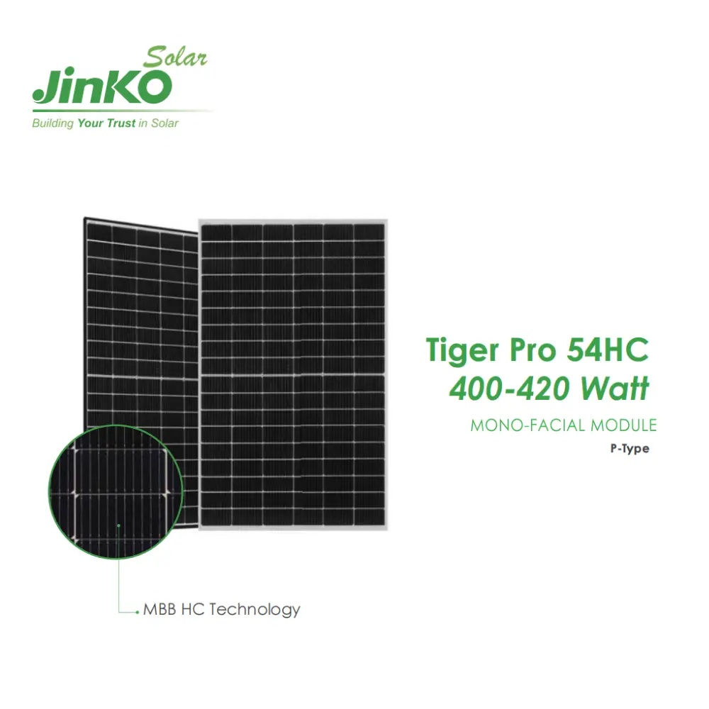 Jinko solar power panel eu oem Tiger Neo N-type 400w 405w 410w 415w 420w all black solar panel