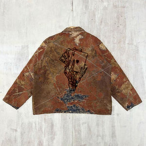 DiZNEW Vestes pour hommes grande taille Design personnalisé Streetwear Appeal Patchwork <span class=keywords><strong>Veste</strong></span> marron Homme - Product Image 2