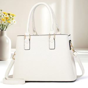 <b>White</b> PU Leather Tote <b>Bag</b> with Removable Strap Classic Flap Closure Women's Handbag for Daily Use - Product Image 1