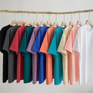 Conception personnalisée de t-shirts pour hommes T-shirt Streetwear surdimensionné côtes T-shirts à col rond T-shirt vintage lavé lourd pour hommes