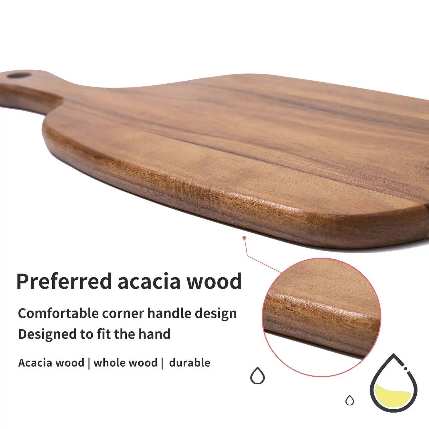 Tagliere da cucina in legno di Acacia tagliere in legno con tagliere in legno