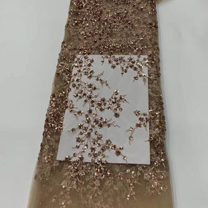 Tessuto in Tulle Ricamato Floreale HAPPEAK con Paillettes, 100% Poliestere Traspirante, Ecologico, Peso Medio - Product Image 4