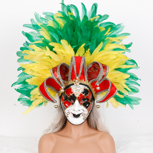Máscara <span class=keywords><strong>de</strong></span> plumas suaves para fiesta <span class=keywords><strong>de</strong></span> Navidad, máscara dramática <span class=keywords><strong>de</strong></span> cara completa para actuaciones en escenario, Halloween, carnaval, disfraces y cosplay - Product Image 6