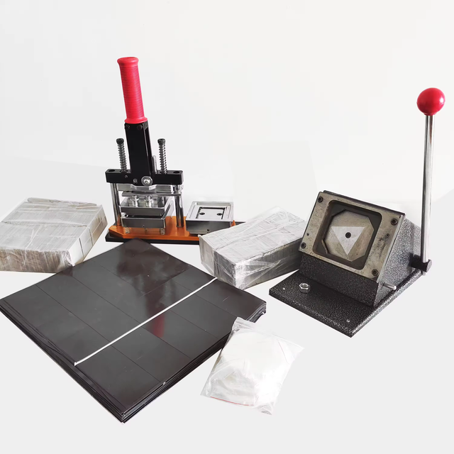Custom DIY Rectangular Metal & ABS Photo Fridge Magnet and Manual Button Badge Making Machine Kit 50x50mm