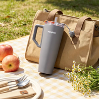 Thermos isotherme en acier inoxydable VOLWESS, isolation sous vide, sans BPA, avec poignée, portable pour café chaud