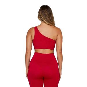 Women's High Impact <b>Crop</b> <b>Top</b> Sports Bra Set One Shoulder Breathable Green Seamless Lightweight Custom Logo for Workout - Product Image 4