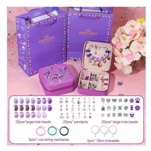 Kit de fabrication de bijoux DIY en gros, 76 pièces, fournitures pour bracelets en vrac avec perles en acier inoxydable, breloques tendance, livraison gratuite dans le monde entier - Product Image 1