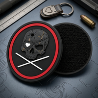 Parches de PVC Personalizados de Alta Calidad, Duraderos, con Diseño de Calavera, Parches de Goma de Silicona en Relieve para Chaquetas, Mochilas y Uniformes