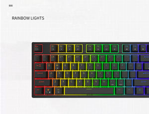 Nouveau clavier mécanique pour joueurs avec rétroéclairage professionnel, 87 touches, LED arc-en-ciel, clavier de jeu filaire pour ordinateur - Product Image 3