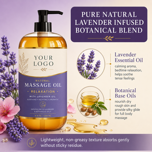 Aceite de Masaje de Lavanda Natural, Calmante, para Dormir, Alivia el Estrés, Aromático, Hidratación Profunda, Suave y Radiante, Etiqueta Personalizada, GMPC - Product Image 3