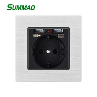 Prise allemande standard européenne 16A avec double 2 USB Panel 86 Prise murale universelle